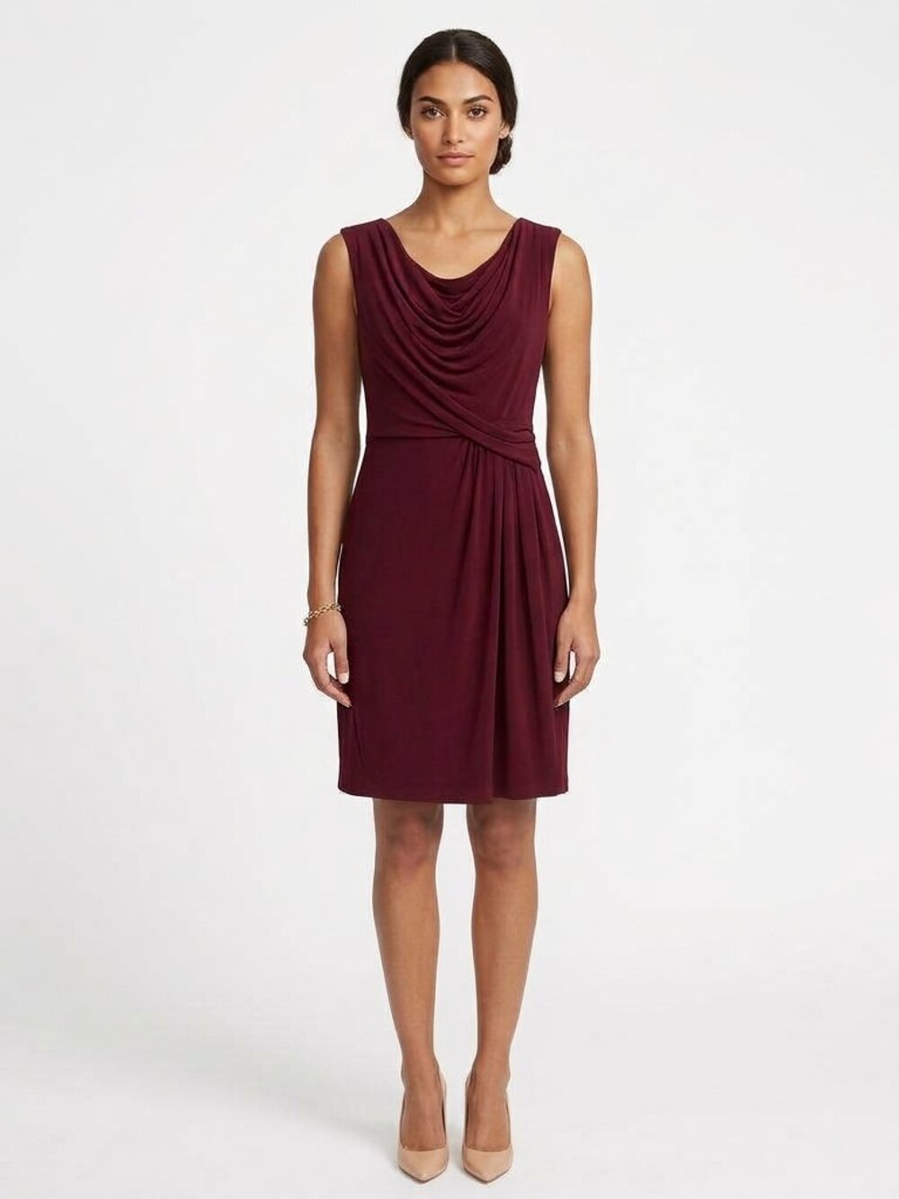 Ronni Nicole Sleeveless Sheath Dress Wine/Burgundy